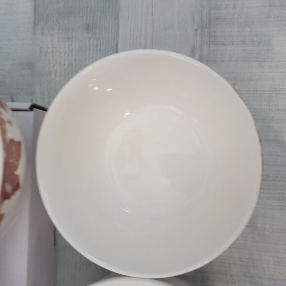 Set Of 4 Royal Norfolk Autumn Leaf Design Ceramic Bowls 6" Diameter - Picture 3 of 5